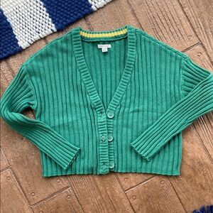American Eagle Outfitters Green Cropped Cardigan Sweater